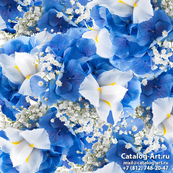 Натяжные потолки с фотопечатью - Голубые цветы 53